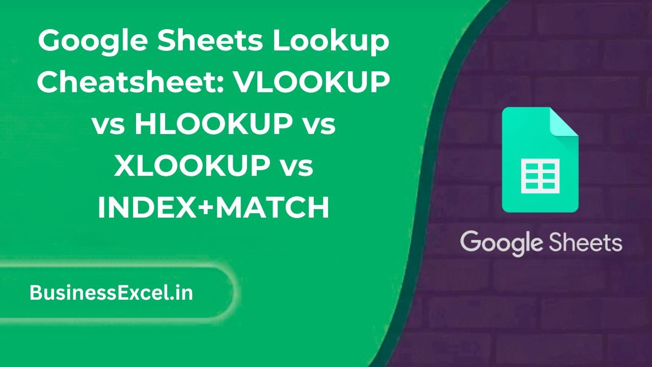 Google Sheets Lookup Cheatsheet - VLOOKUP vs HLOOKUP vs XLOOKUP vs INDEX+MATCH